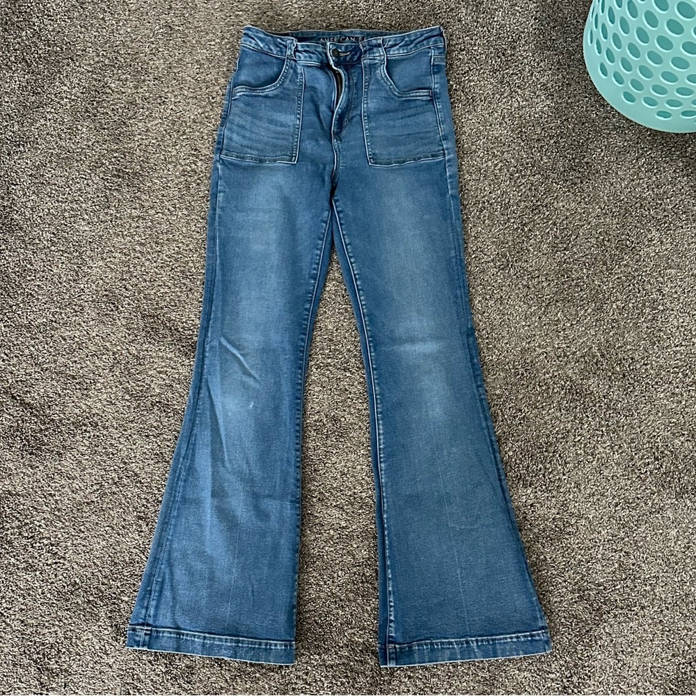 American Eagle Outfitters Blue Flare Wide Leg Jeans